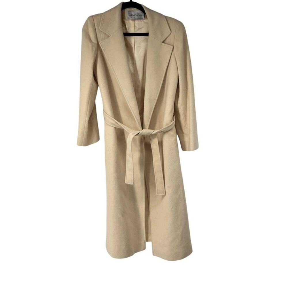 Jacobsons Coat “Baby Cashmere” Womens Cream Belted Cashmere Tie Belt Vintage M